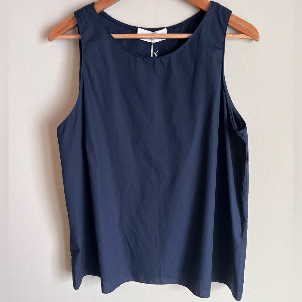 Amanda Uprichard NWT Women's Sleeveless Tank Shirt Crossover Back Navy Large (L)